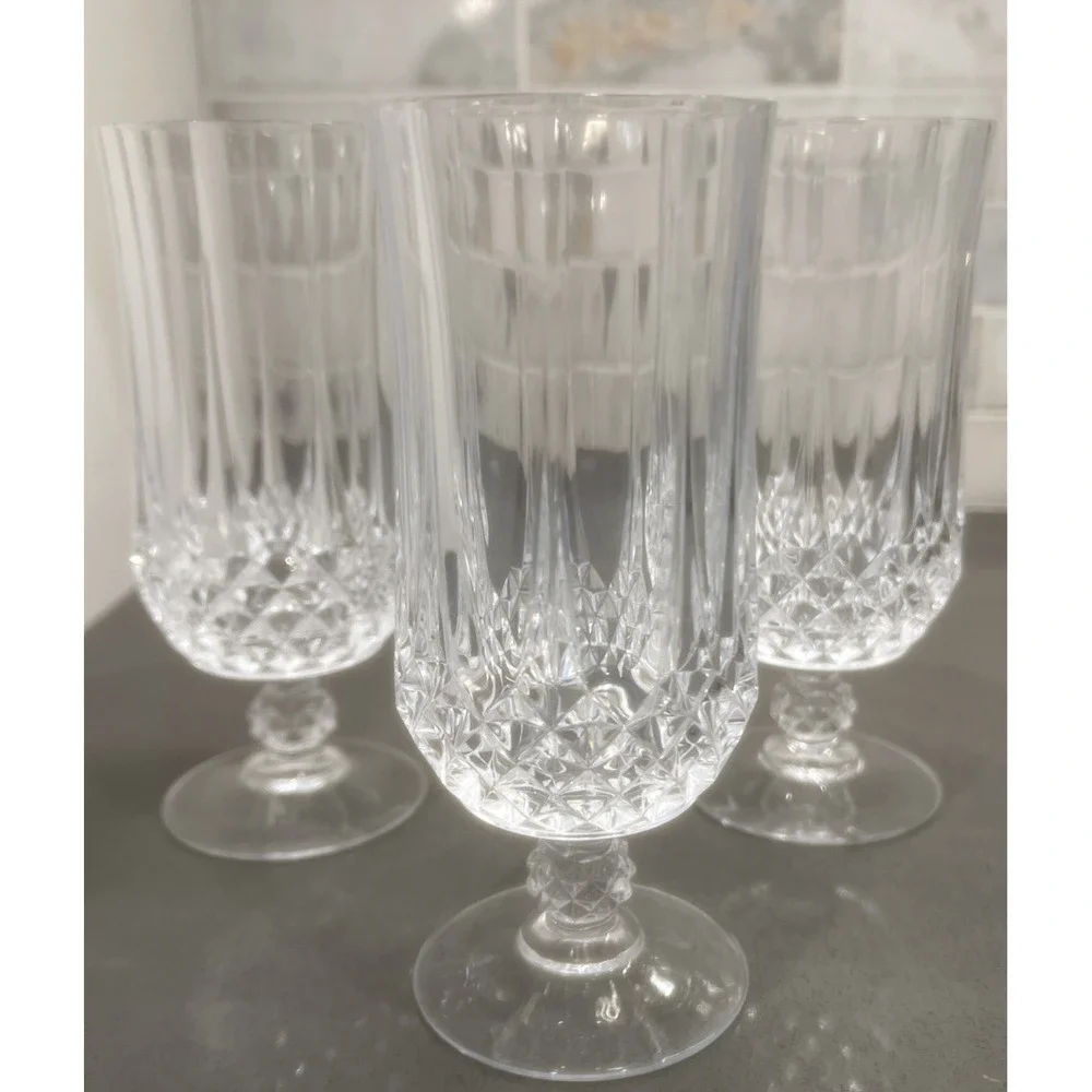 Set of  Cristal D'Arques France LONGCHAMP Cut Crystal 8oz Water Goblets 7 1/4